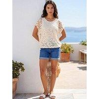 Roman Floral Lace Overlay Stretch Top