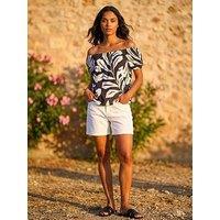 Roman Abstract Print Bardot Top