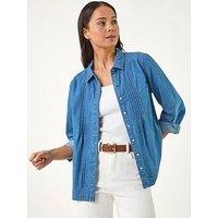 Roman Petite Pintuck Buttoned Blouse