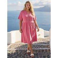 Roman Curve Button Detail Shirt Dress