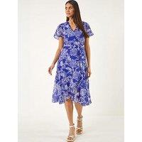Roman Floral Print Wrap Dress