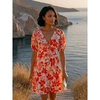 Roman Dusk Floral Tie Front Dress