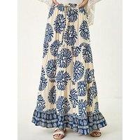 Roman Mono Print Tiered Maxi Skirt