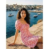 Roman Floral Tie Front Dress