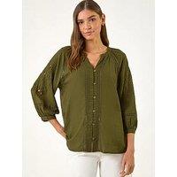 Roman Embroidered Cotton Sleeve Blouse