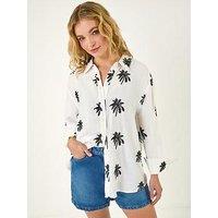 Roman Dusk Palm Embroidered Shirt