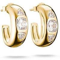 Thomas Sabo Bold Elegance Hoop Earrings With Zirconia Stones, Gold-Plated