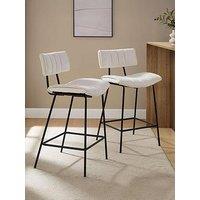 Dusk Fearne Set Of 2 Barstools - Ivory Chenille