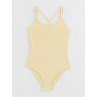 New Look 915 Girls Braided Strap Swimsuit - Light Yellow