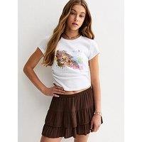 New Look 915 Girls Crinkle Texture Rara Skort - Brown