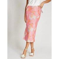 Little Mistress Pink Print Mesh Midaxi Skirt - Multi