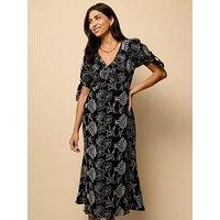 Little Mistress Embroidered Cotton Midaxi Dress - Black