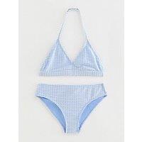 New Look 915 Girls Textured Stripe Bikini Set - Blue