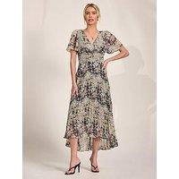 Jolie Moi Chiffon V Neck Midaxi Dress - Black