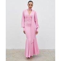 Pretty Lavish Victoria Long Sleeve Maxi Dress - Peony Pink