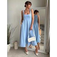 Style Cheat Fit And Flare Midi Dress - Blue
