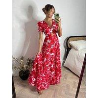 Style Cheat Zoe Tiered Cutout Maxi Dress - Red