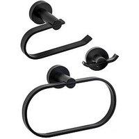 Croydex Metra 3 Piece Accessory Set - Robe Hook, Toilet Roll Holder, Towel Ring