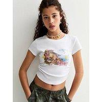 New Look 915 Girls Italia Lake Como Embellished Cropped T-Shirt - White