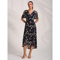 Jolie Moi Pleated Chiffon Maxi Dress - Yellow
