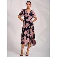 Jolie Moi Pleated Chiffon Maxi Dress - Pink