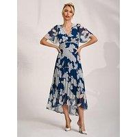 Jolie Moi Pleated Chiffon Maxi Dress - Blue