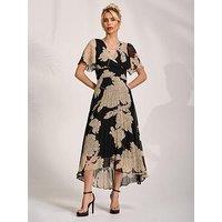 Jolie Moi Pleated Chiffon Maxi Dress - Black