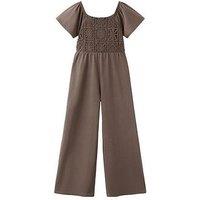 Mango Girls Crochet Jumpsuit - Brown