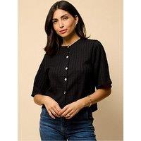 Little Mistress Button Top With Boxy Silhouette - Black