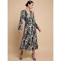 Little Mistress Animal Print Midaxi Dress - Black