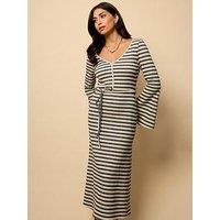 Little Mistress Striped Knitted Midaxi Dress - Multi
