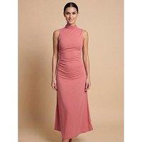 Little Mistress Coral Jersey Midaxi Dress - Pink