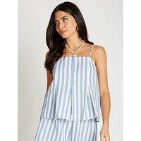 Little Mistress Stripe Linen Cami Top - Blue