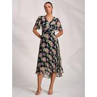 Jolie Moi Pleated Chiffon Maxi Dress - Navy