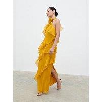 Pretty Lavish Addison Corsage Ruffle Maxi Dress - Yellow Ochre
