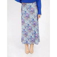 Little Mistress Peacock Print Midaxi Skirt - Blue