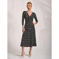 Jolie Moi Fit And Flare Jersey Midi Dress - Black
