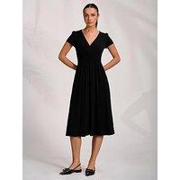 Jolie Moi Cap Sleeve Printed Jersey Midaxi Dress - Black