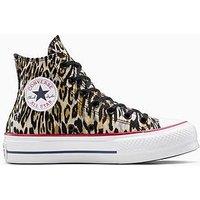 Converse Womens Chuck Taylor All Star Lift Platform Trainers - Leopard Print
