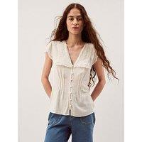Monsoon Frannie Collar Top - Cream