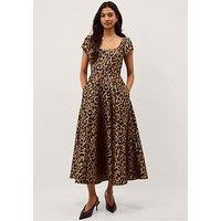 Monsoon Anna Leopard Dress - Cream