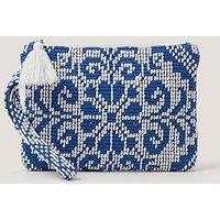 Monsoon Janine Floral Tapestry Clutch Bag - Blue