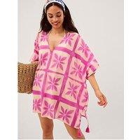 Monsoon Cayla Clamp Dye Kaftan - Pink