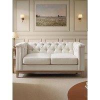 Dusk Chesterfield Linen 2 Seater Sofa - Cream Linen