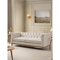 Dusk Chesterfield Linen 3 Seater Sofa - Cream Linen