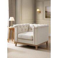 Dusk Chesterfield Linen Armchair - Cream Linen