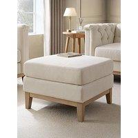 Dusk Chesterfield Linen Pouffe - Cream Linen