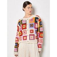 Apricot Bright Crochet Squares Cardigan