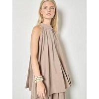 Apricot Pleat Detail Tunic Top