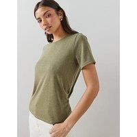 The Very Collection Linen Look Crew Neck T-Shirt - Khaki
